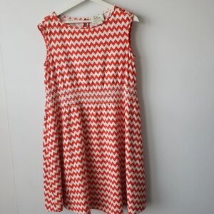 Kate Spade Red and White Zigzag Midi Dress